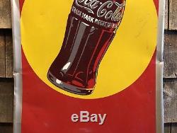 Vintage 40s Have A COKE Coca Cola Sunspot Bottle Tin Embossed Sign MCA Co