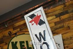Vintage 6 1/2 ft WOLF'S HEAD Tin Motor Oil Sign ORIGINAL Dealer Gas Station Adv