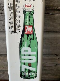 Vintage 7Up Advertising Tin Thermometer 7Up Sign