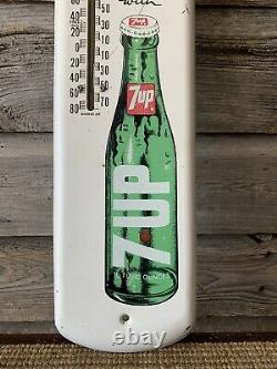 Vintage 7Up Advertising Tin Thermometer 7Up Sign