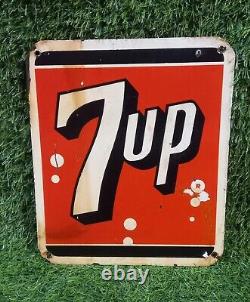 Vintage 7up soda Advertisement Litho Tin Sign original red