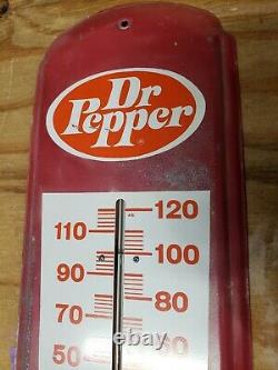 Vintage 8 x 27 Inch Dr. Pepper Hot or Cold Tin Sign Thermometer