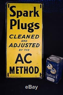 Vintage AC Spark Plug Advertising Sign and Tin AC Delco 1946 Extremely RARE