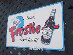 Vintage AUTHENTIC Original FROSTIE Root Beer SODA Metal TIN-SIGN EMBOSSED LOGO
