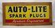 Vintage Auto-lite Spark Plugs Tin Sign Wood Frame Automotive Advertising 15x32