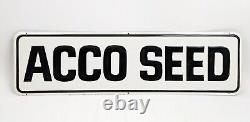 Vintage Acco Seed Farm Sign Original Metal Tin 35-1/2 x 10 Chicken Coop Feed
