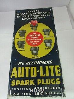 Vintage Advertising Autolite Sparkplug Tin Store Automobilia Sign 664-x
