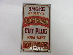 Vintage Advertising Bagley's Buckingham Tobacco Door Push Tin Rare M-61