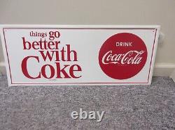 Vintage Advertising Coke Coca Cola Self Framed Tin Wall Sign 171-m