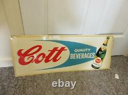 Vintage Advertising Cott Ginger Ale Tin Store Sign Display 859-s
