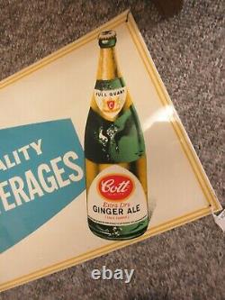 Vintage Advertising Cott Ginger Ale Tin Store Sign Display 859-s