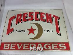 Vintage Advertising Crescent Beverages Dealer Store Sign Tin B-346