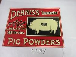 Vintage Advertising Dennis's Pig Powders Tin Sign 956-z
