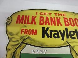 Vintage Advertising Die Cut Pig Kraft Kraylets Dealer Store Sign Tin B-344