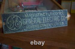 Vintage Advertising GE plaque sign tag brass tin