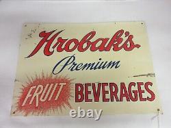 Vintage Advertising Hrobak's Fruit Beverages Tin Wall Sign M-320