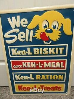 Vintage Advertising Ken-l-ration Tin Sign Store Display Excellent M-42