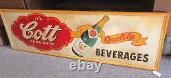 Vintage Advertising Large 1954 Cott Soda Nos Tin Wall Sign 748-m