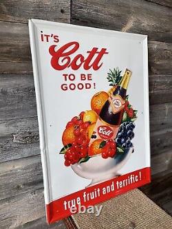 Vintage Advertising Sign Tin Embossed Cott Soda Sign No. 2