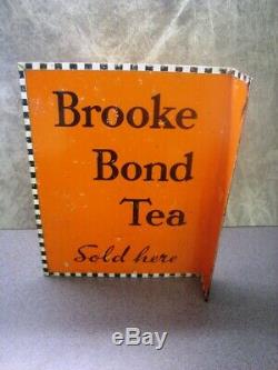 Vintage Advertising Sign Tin Metal Double Sided BROOKE BOND TEA SOLD HERE