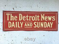 Vintage Advertising The Detroit News Metal Tin Newspaper Enamel Sign Michigan