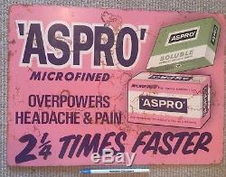Vintage Advertising Tin Sign ASPRO Genuine Old Painted Sign