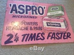 Vintage Advertising Tin Sign ASPRO Genuine Old Painted Sign