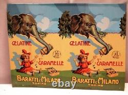 Vintage Advertising Tin Sign Baratti & Milano Torino Gelatine Caramelle Rare F
