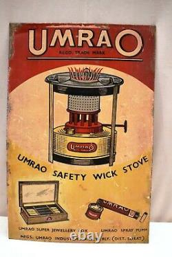 Vintage Advertising Tin Sign Umrao Safety Wick Stove Super Jewelry Box Spray 04