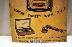 Vintage Advertising Tin Sign Umrao Safety Wick Stove Super Jewelry Box Spray 04