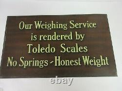Vintage Advertising Toledo Scale Tin Dealer Store Sign Tin B-345