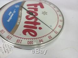 Vintage Advertsing Frostie Root Beer Round Store Tin Thermometer M-53