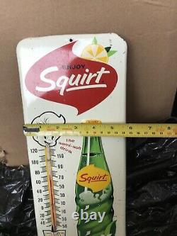 Vintage Advertsing Squirt 1963 Soda Pop General Store Tin Thermometer Tin Sign