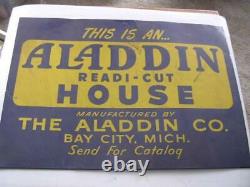 Vintage Aladdin Readi-Cut House 19 3/8 x 27 7/16 Tin Sign Bay City MI