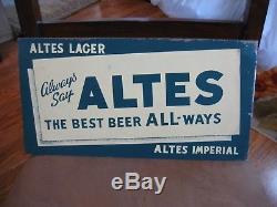 Vintage Altes Beer Brewing Toc Tin Over Cardboard Metal Sign Detroit MI