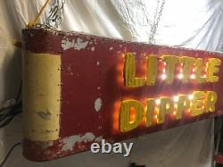 Vintage Amusement Park Ride Sign Little Dipper Wood, Tin Lighted 1950's Cab Ship