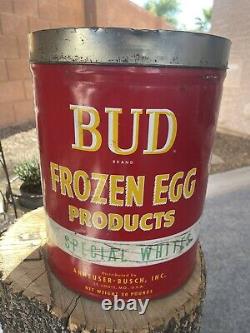 Vintage Anheuser Busch Bud Prohibition Era Frozen Egg Tin Can 30 lb Budweiser