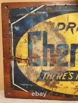 Vintage Antique 12x19 Rustic Tin Advertising Sign Drink Chero-Cola