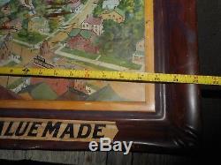 Vintage Antique 1904 LUCAS PAINTS Self Framed Tin Advertising SIGN GREAT GRAPHIC