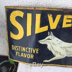 Vintage Antique Advertising Tin Sign Silver Fox Flour