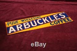 Vintage Antique Arbuckles' Coffee Sign Embossed Tin Tacker Advertising
