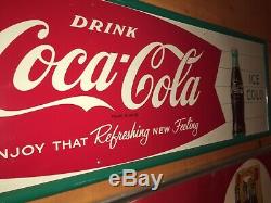 Vintage Antique Coke Coca Cola Tin Non Porcelain Soda Bottle Country Store Sign