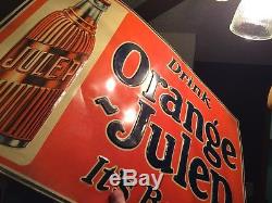 Vintage Antique Drink Orange Julep Soda Cola Tin Non Porcelain Bottle Store Sign
