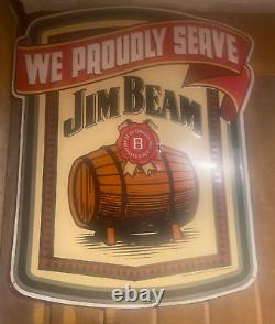 Vintage Antique Jim Beam Large Metal Sign Whiskey Bar Man Cave Rectangle
