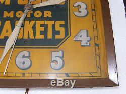 Vintage Antique McCord Motor Gaskets Litho Tin Advertising Clock Complete