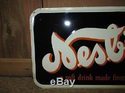 Vintage Antique NESBITT'S Orange Soda Embossed Tin Non Porcelain Kickplate Sign