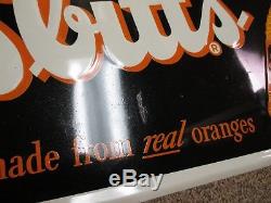 Vintage Antique NESBITT'S Orange Soda Embossed Tin Non Porcelain Kickplate Sign