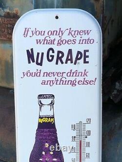 Vintage Antique NuGrape Nu Grape Cola Tin Non Porcelain Thermometer Bottle Sign