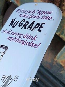 Vintage Antique NuGrape Nu Grape Cola Tin Non Porcelain Thermometer Bottle Sign