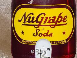 Vintage Antique Nu Grape NuGrape Cola Tin Non Porcelain Bottle Thermometer Sign